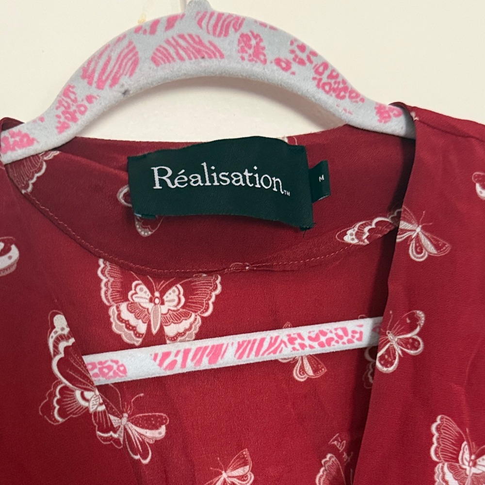 Realisation Par Red Butterfly Print Wrap Top